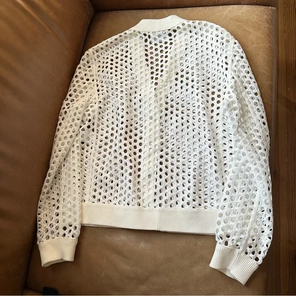 Akris Punto V-Neck Press-Button eyelet Bomber Jacket lace designer white - Picture 3 of 17